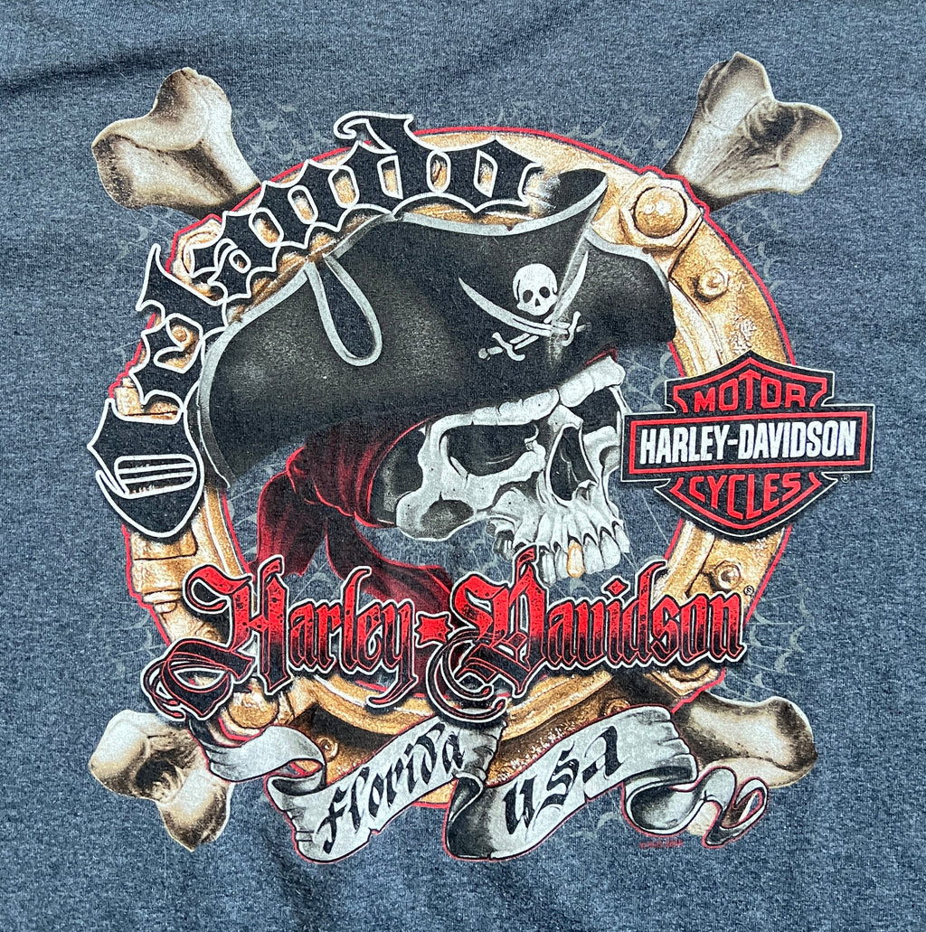 Harley Davidson Pirate Skull Florida Tee Shirt